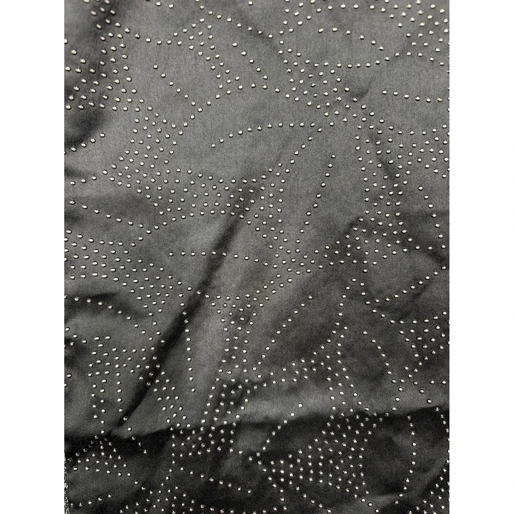 Laila Rowe Scarf Women OS Black Silver Studded Floral Leaf Evening Wrap Chic